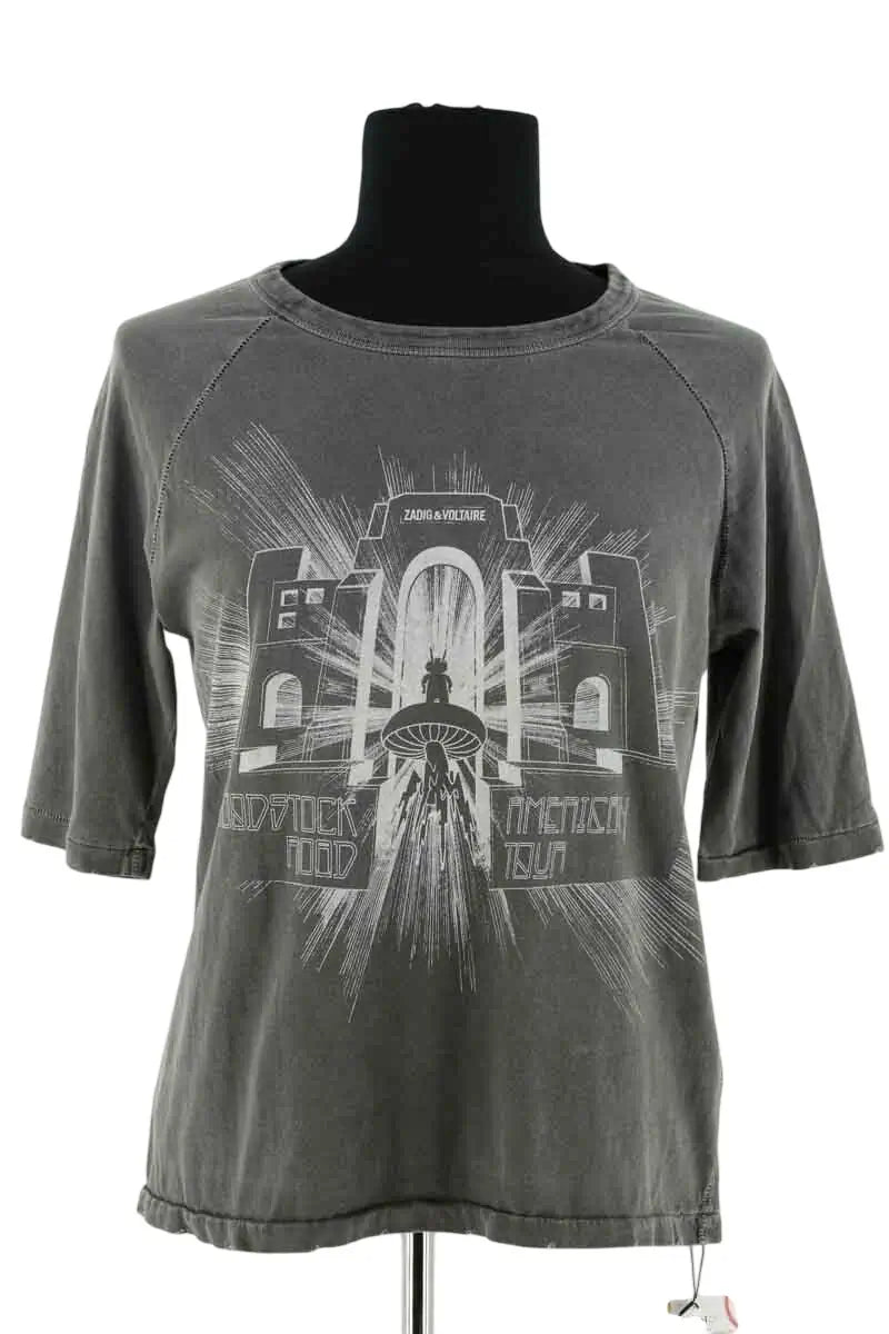 T-shirt Zadig & Voltaire Gris en Coton, taille S - Seconde Main
