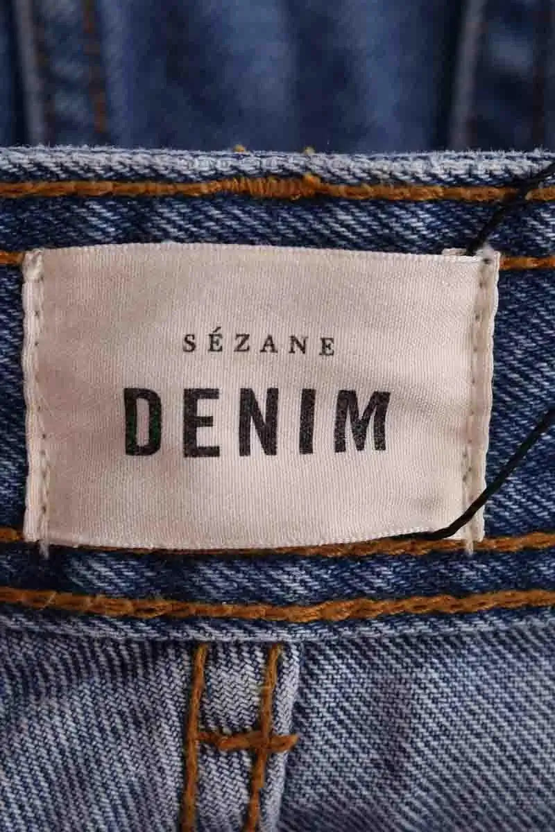 Jean large Sézane Bleu en Coton