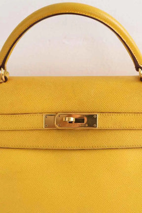 Sac à main Hermès Kelly 32 Jaune en Cuir