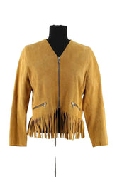 Veste Sandro Jaune en Cuir, taille L - Seconde Main