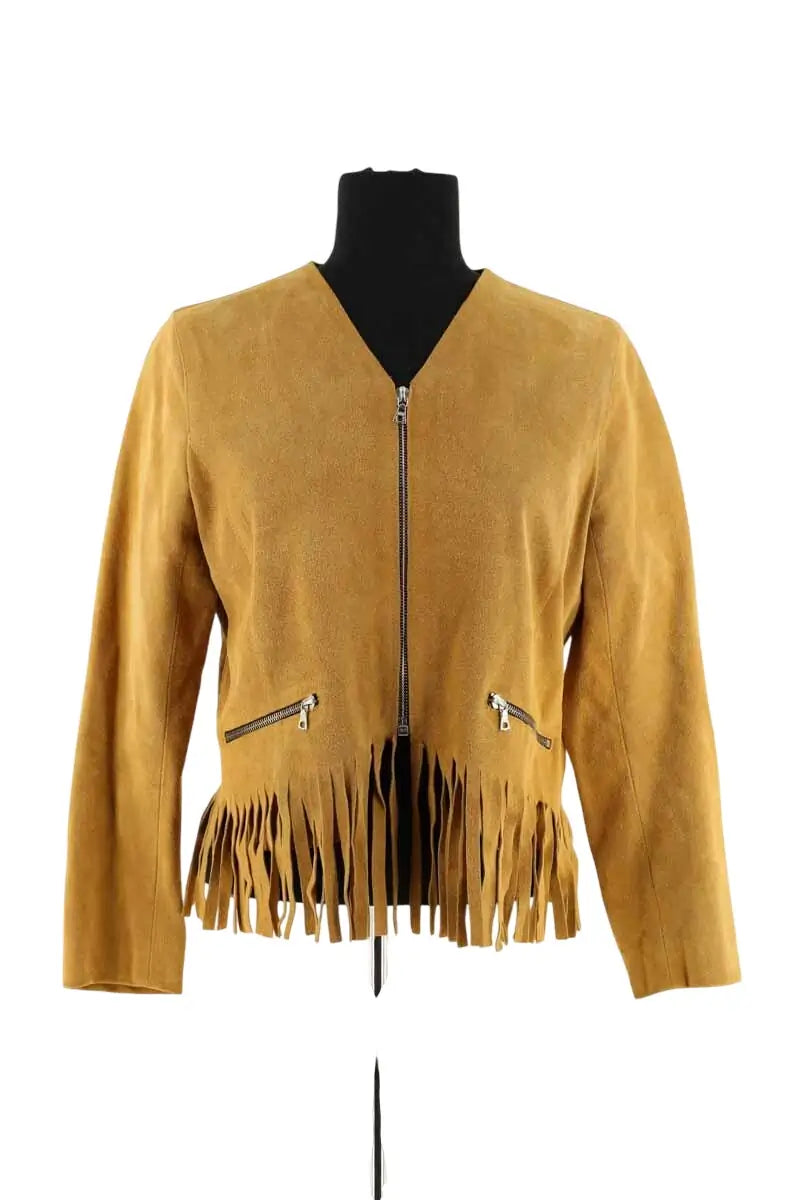 Veste Sandro Jaune en Cuir, taille L - Seconde Main