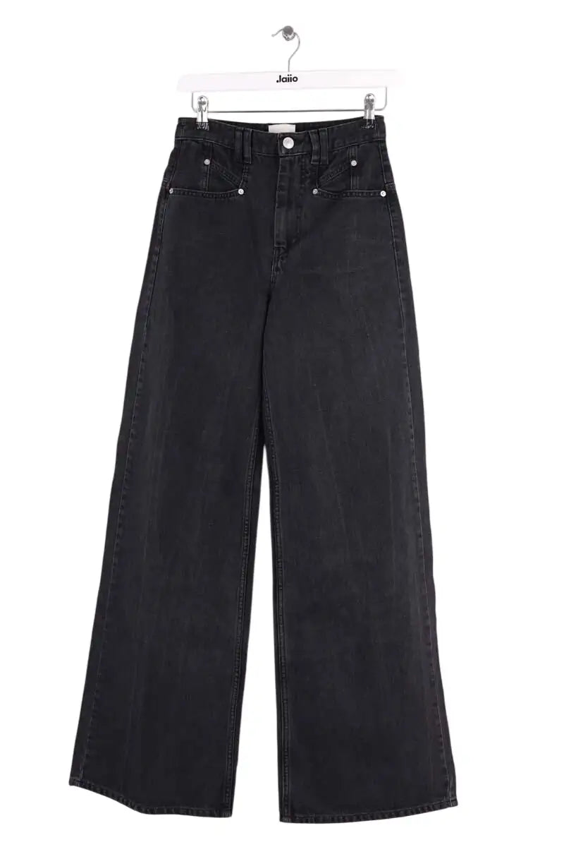Jean large Isabel Marant Noir en Coton, taille XS - Seconde Main