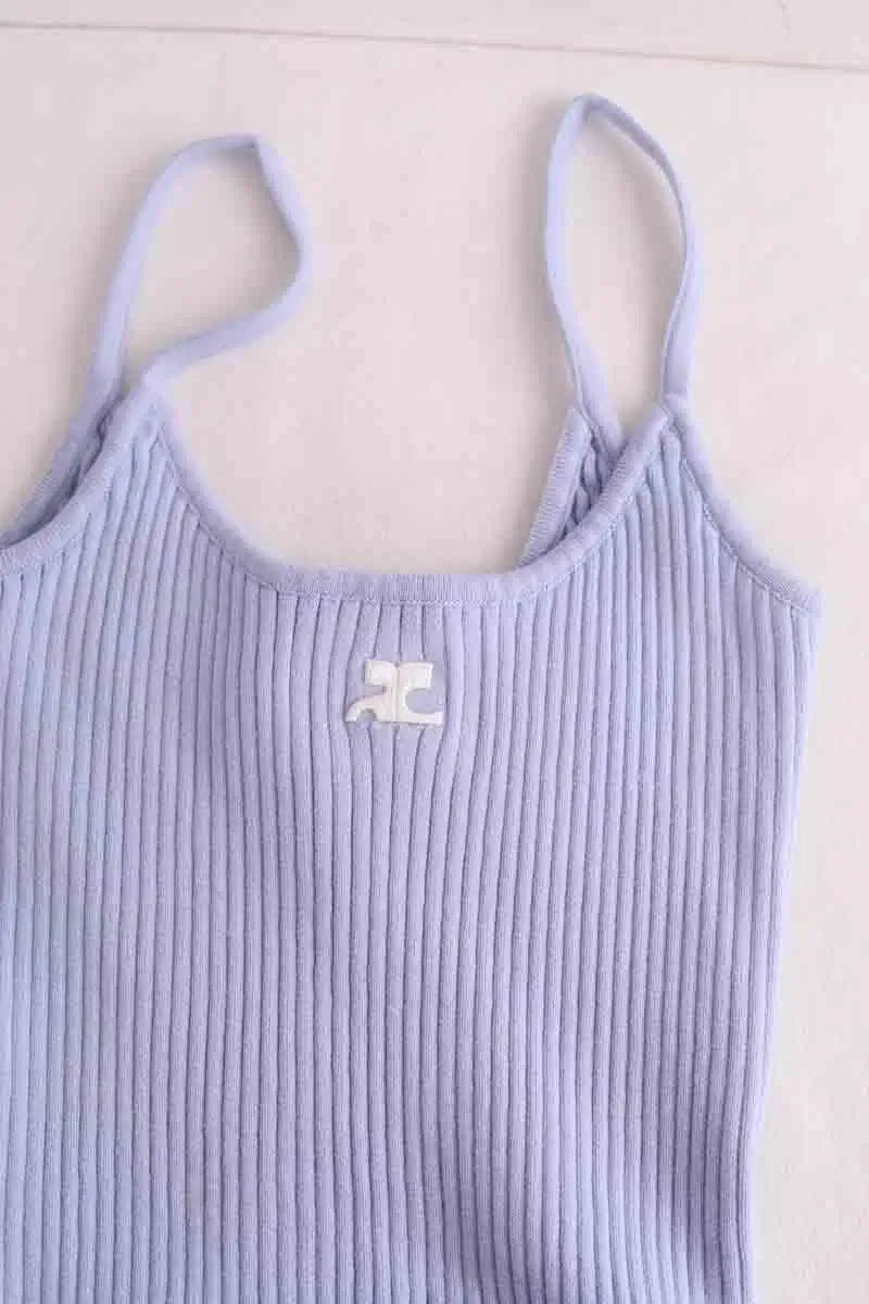 Top sans manche Courrèges Bleu en Viscose