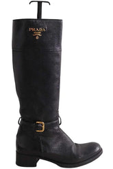 Bottes Prada Noir en Cuir, taille 37 - Seconde Main