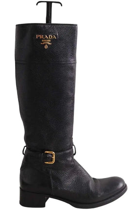 Bottes Prada Noir en Cuir, taille 37 - Seconde Main