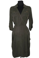 Robe Diane Von Furstenberg Kaki en Synthétique, taille S - Seconde Main