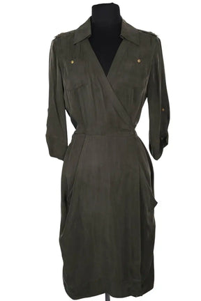 Robe Diane Von Furstenberg Kaki en Synthétique, taille S - Seconde Main