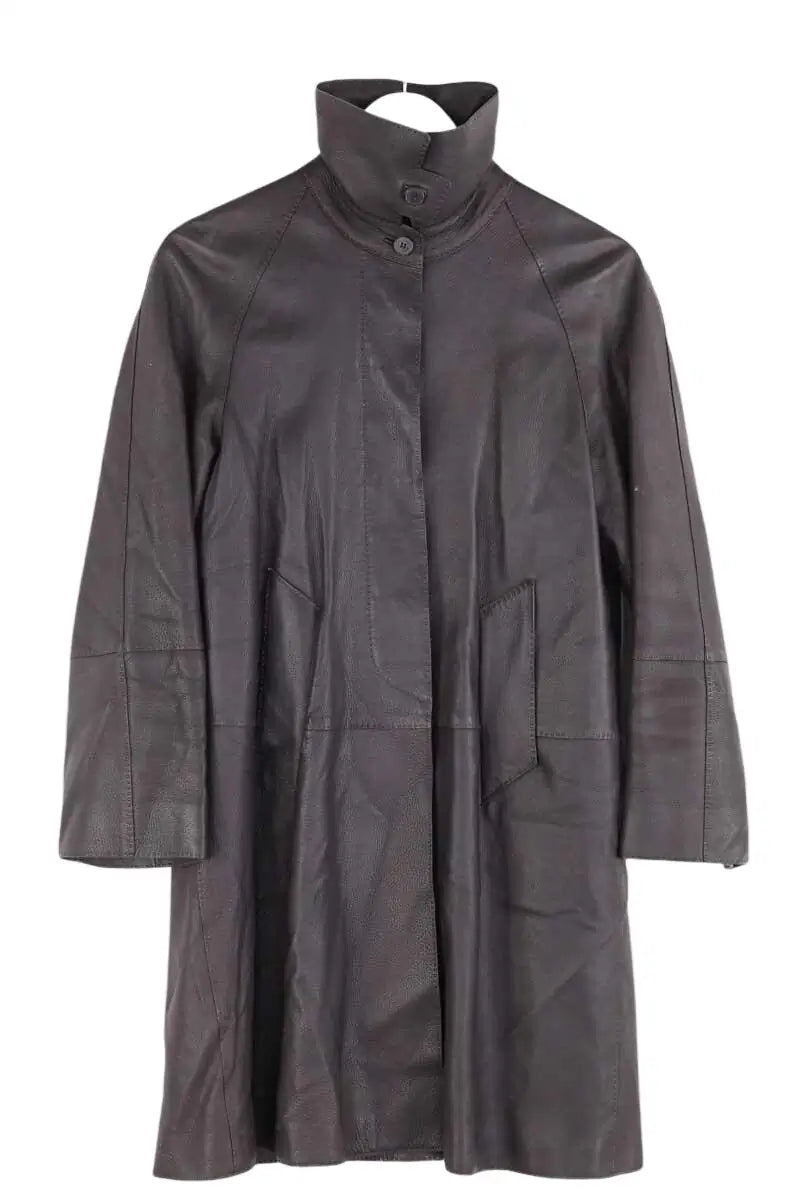 Manteau Hermès Marron en Cuir, taille M - Seconde Main