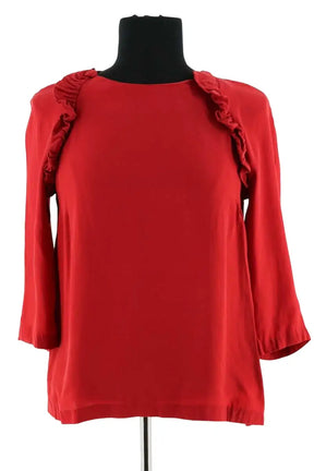 Top Sandro Rouge en Soie, taille S - Seconde Main