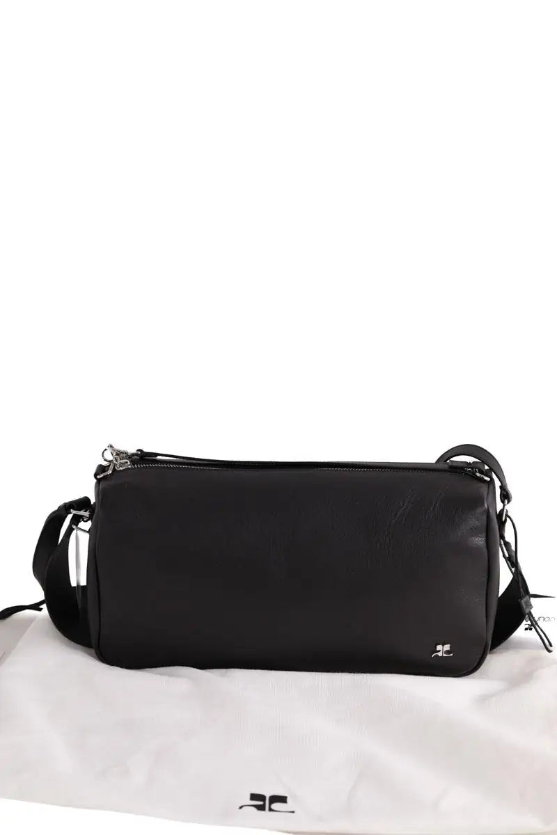 Sac porté épaule Courrèges Three Sixty Medium Noir en Cuir