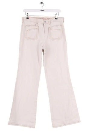 Jean large Ines de la Fressange Ecru en Coton, taille L - Seconde Main