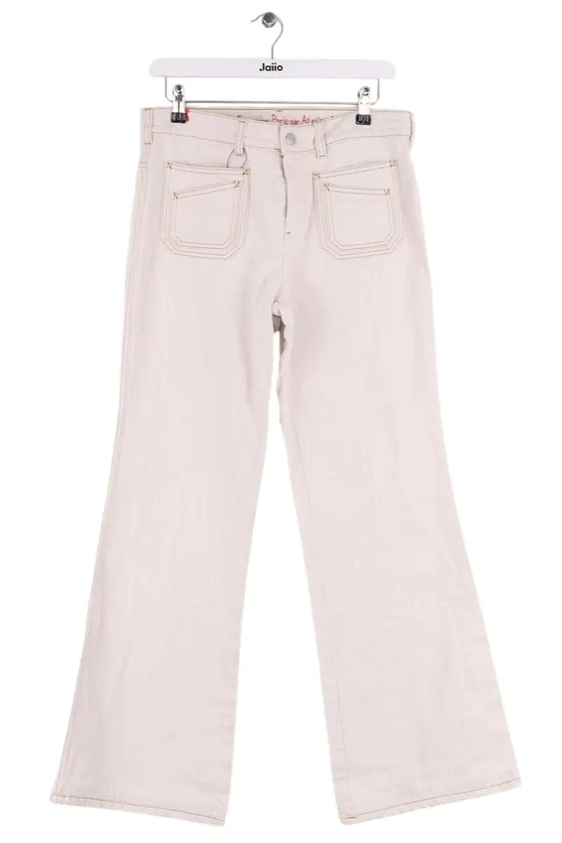 Jean large Ines de la Fressange Ecru en Coton, taille L - Seconde Main
