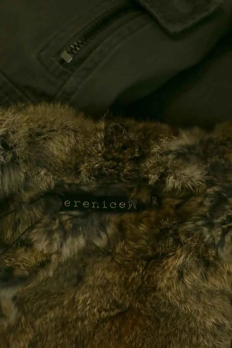 Manteau Berenice Kaki en Fourrure