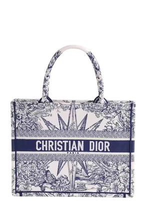 Cabas Dior Book tote medium Bleu en Tissu - Seconde Main