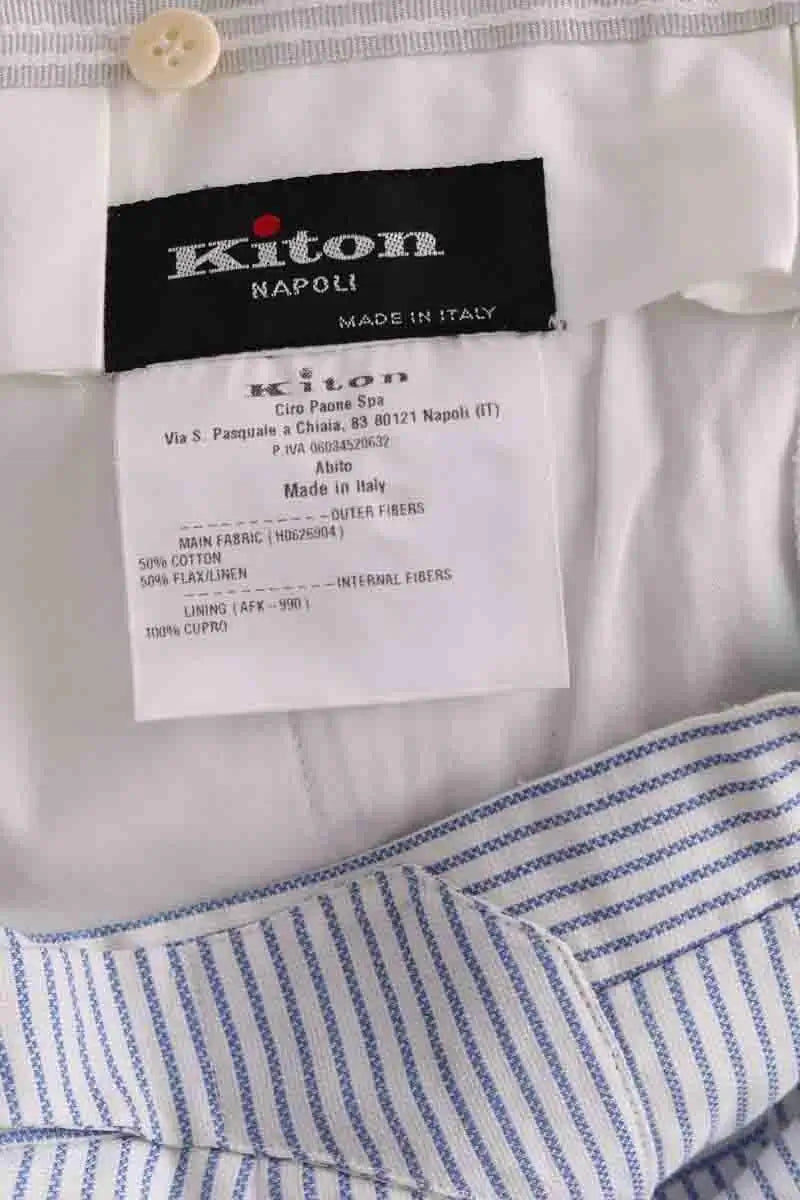 Pantalon droit Kiton Bleu en Coton