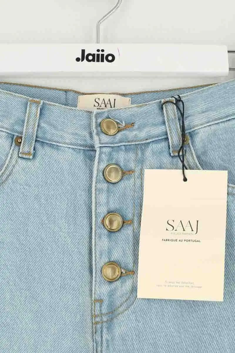 Jean droit Saaj Bleu en Coton