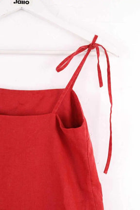 Top sans manche Reformation Rouge en Lin