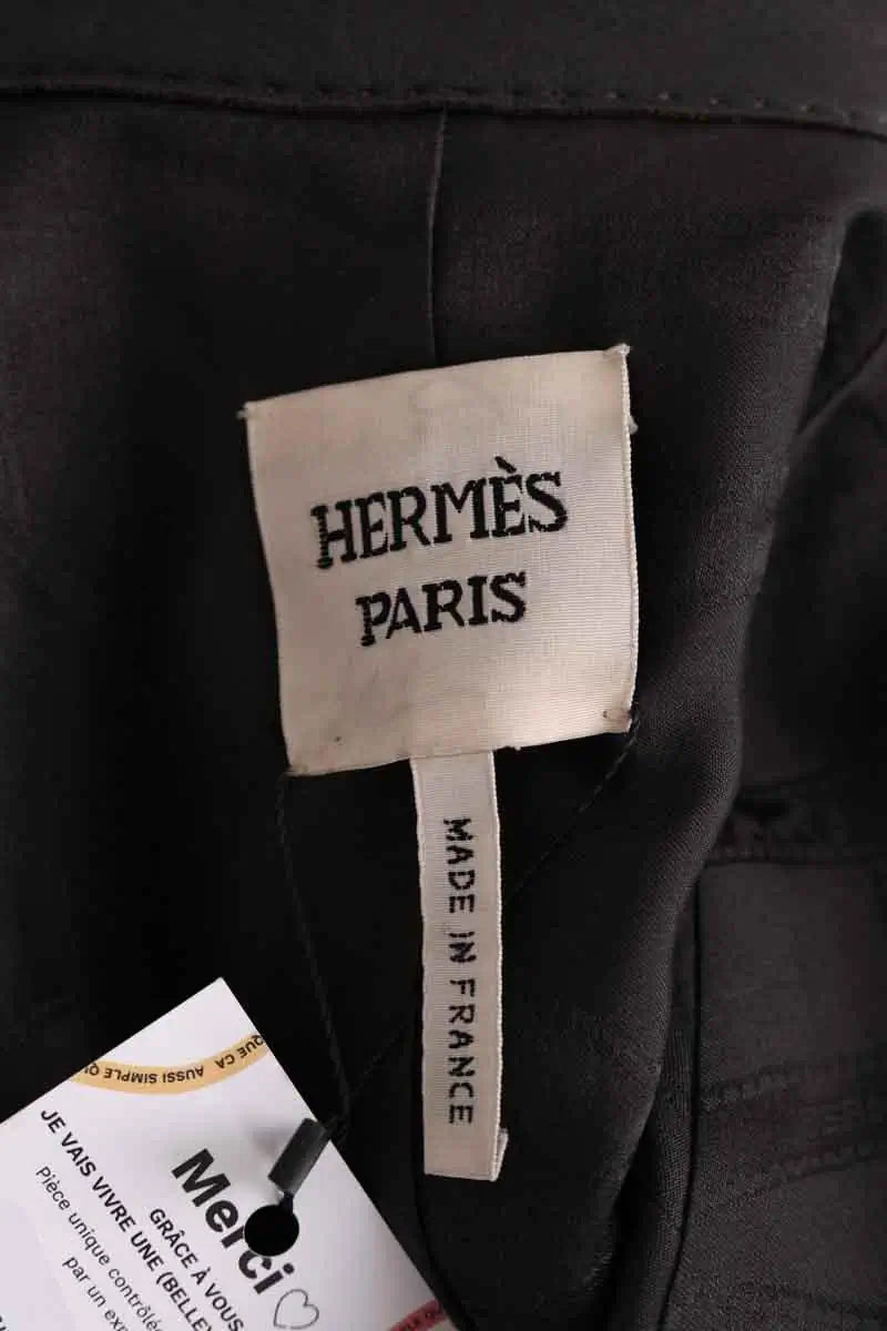 Manteau Hermès Marron en Cuir