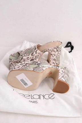 Mules Free Lance Beige en Cuir
