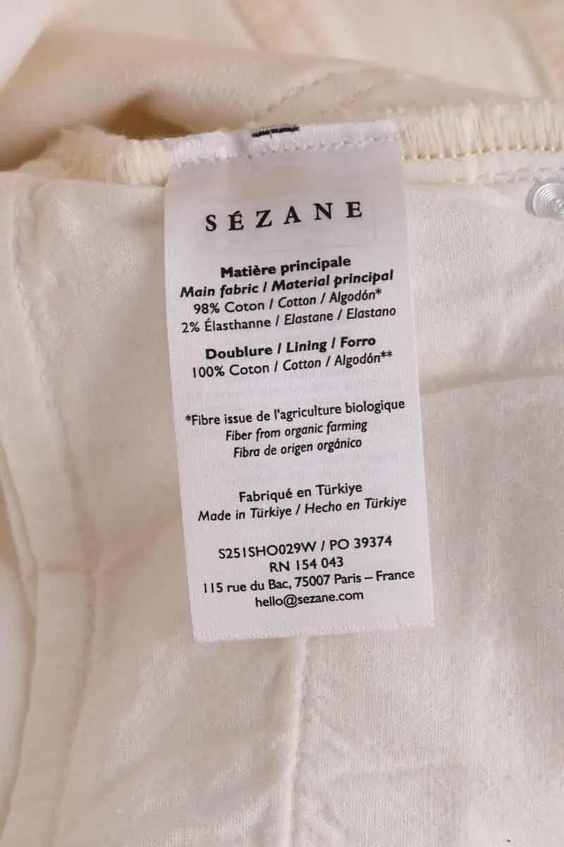 Mini short Sézane Le summer Ecru en Coton