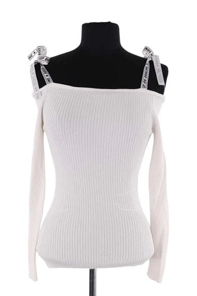 Top Sandro Blanc en Synthétique, taille S - Seconde Main
