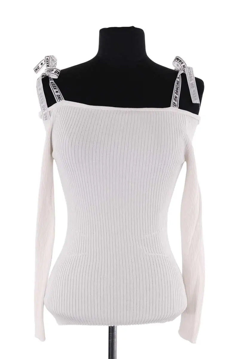 Top Sandro Blanc en Synthétique, taille S - Seconde Main