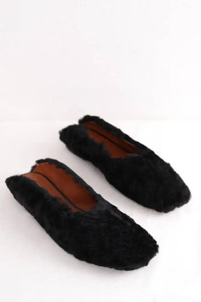 Ballerines Rosetta Getty Loafers slide Noir en Fourrure
