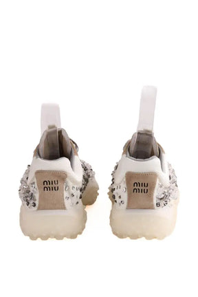 Baskets Miu Miu en tissu technique brodé bubble Blanc en Tissu
