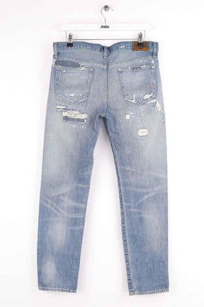 Jean boyfriend Ralph Lauren Bleu en Coton