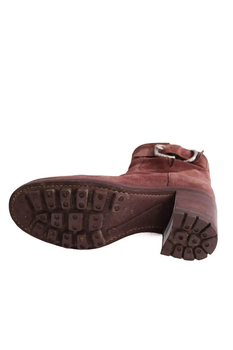 Boots à boucles Free Lance Bordeaux en Daim