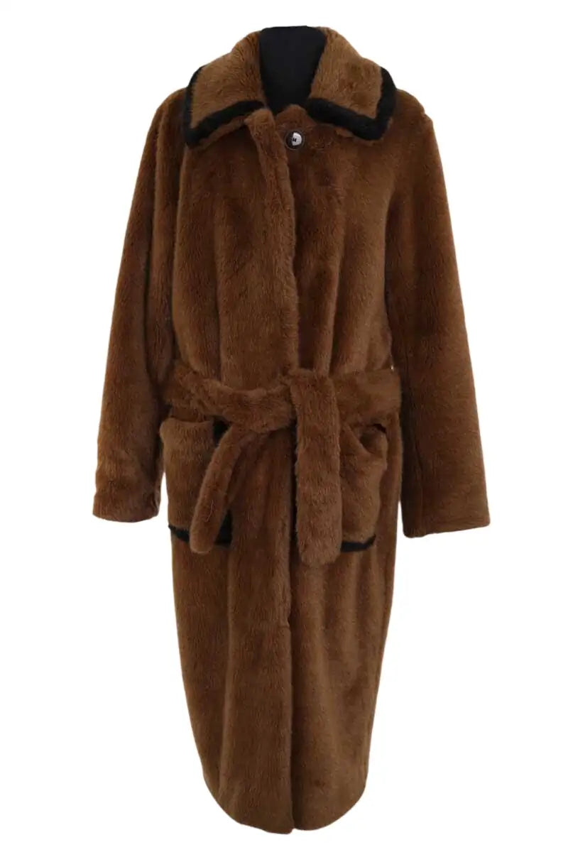 Manteau Sandro Marron en Synthétique, taille M - Seconde Main