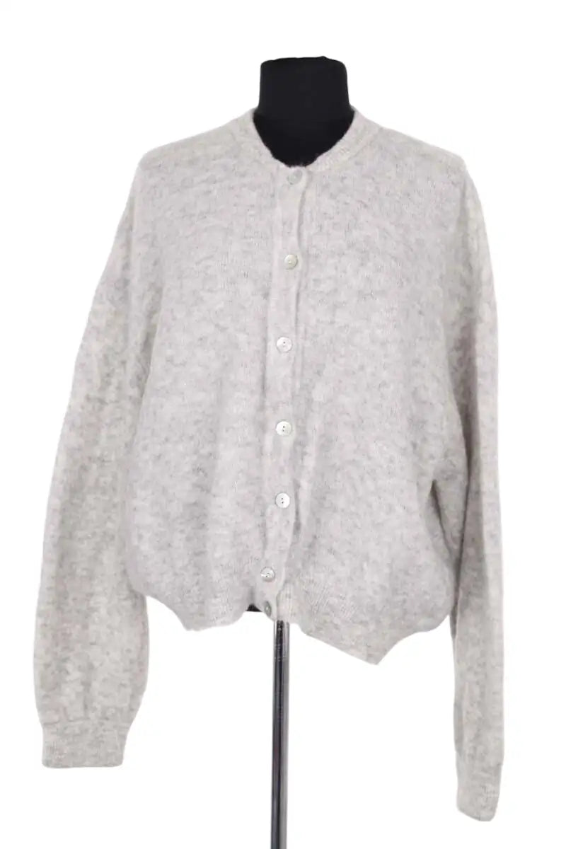 Cardigan American Vintage Gris en Laine, taille L - Seconde Main