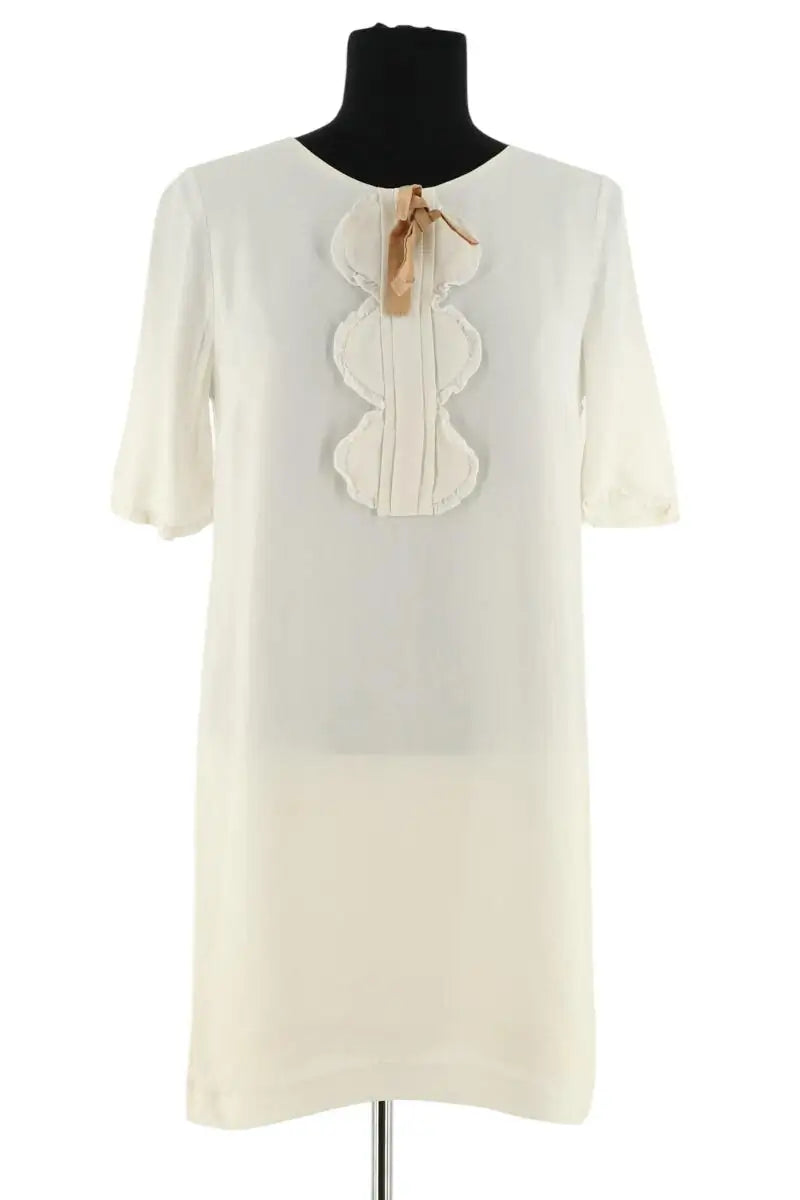 Robe Sandro Blanc en Viscose, taille S - Seconde Main