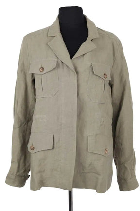 Veste Ines de la Fressange Kaki en Lin, taille XS - Seconde Main