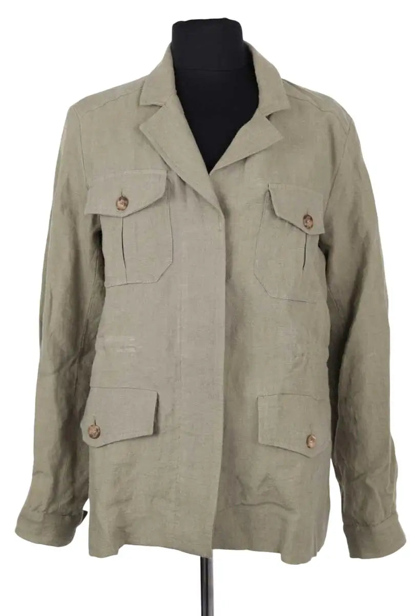 Veste Ines de la Fressange Kaki en Lin, taille XS - Seconde Main