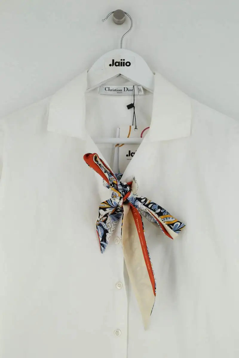 Robe avec twill de soie Dior Blanc en Coton