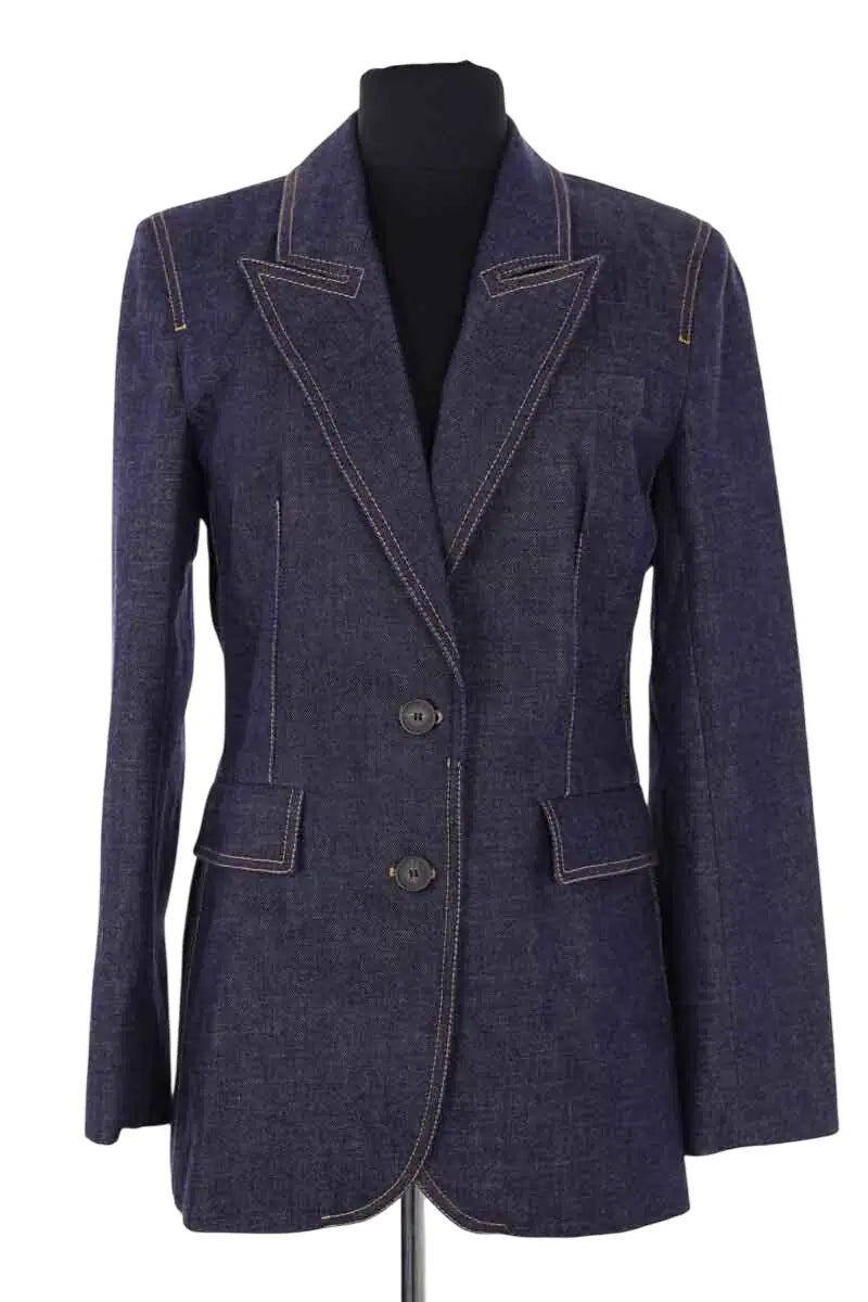 Blazer Claudie Pierlot Bleu en Coton, taille S - Seconde Main