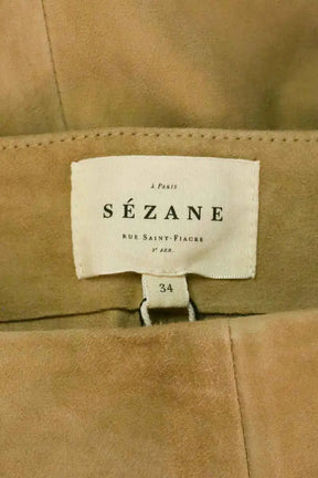Mini short Sézane Camel en Cuir