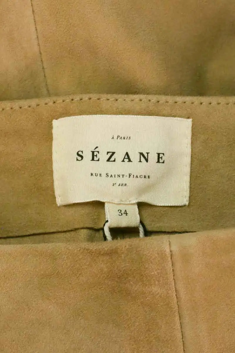 Mini short Sézane Camel en Cuir