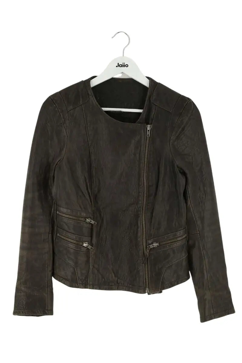 Veste Maje Noir en Cuir, taille M - Seconde Main