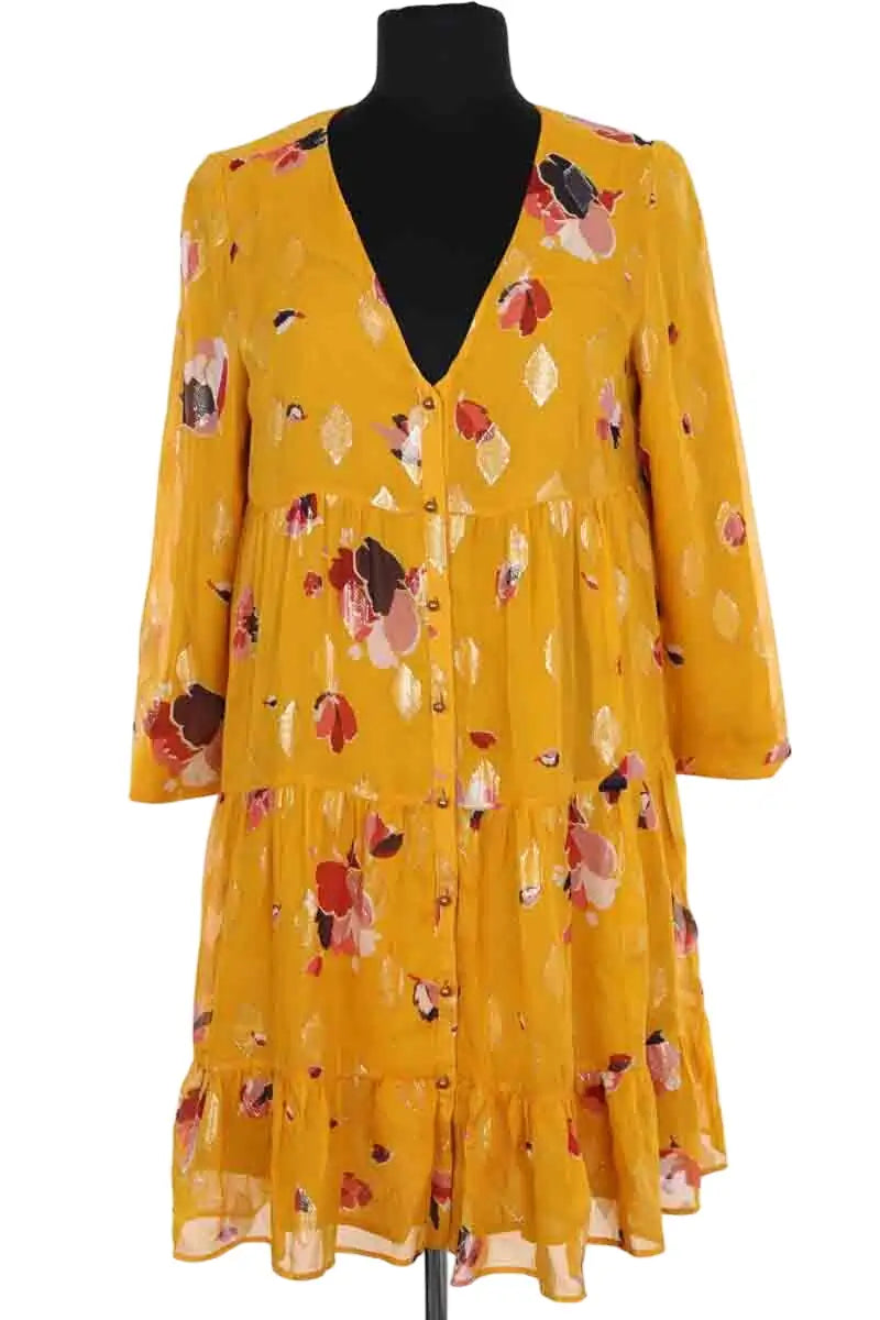 Robe Sézane Jaune en Soie, taille M - Seconde Main