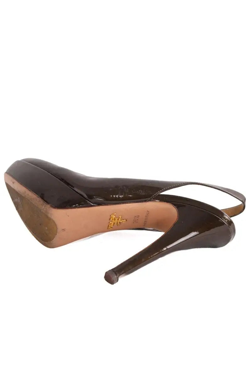 Talons Prada Kaki en Cuir verni