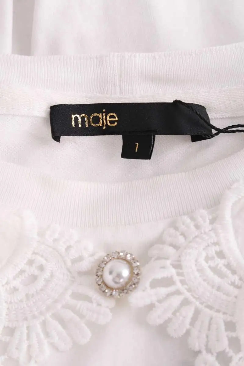 T-shirt Maje Blanc en Coton
