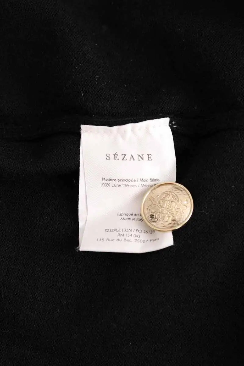 Pull Sézane Noir en Laine