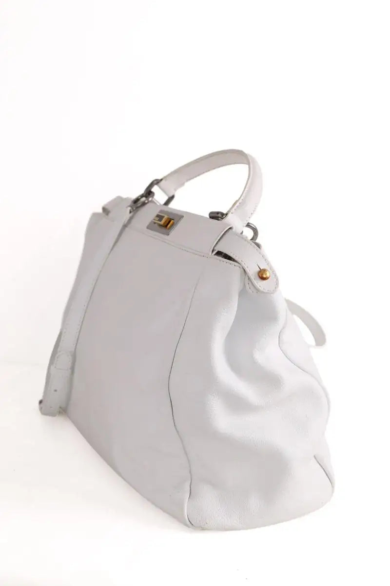 Sac à bandoulière Fendi Peekaboo Medium Blanc en Cuir