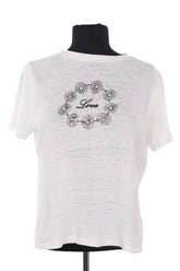 T-shirt Gerard Darel Blanc en Lin, taille S - Seconde Main