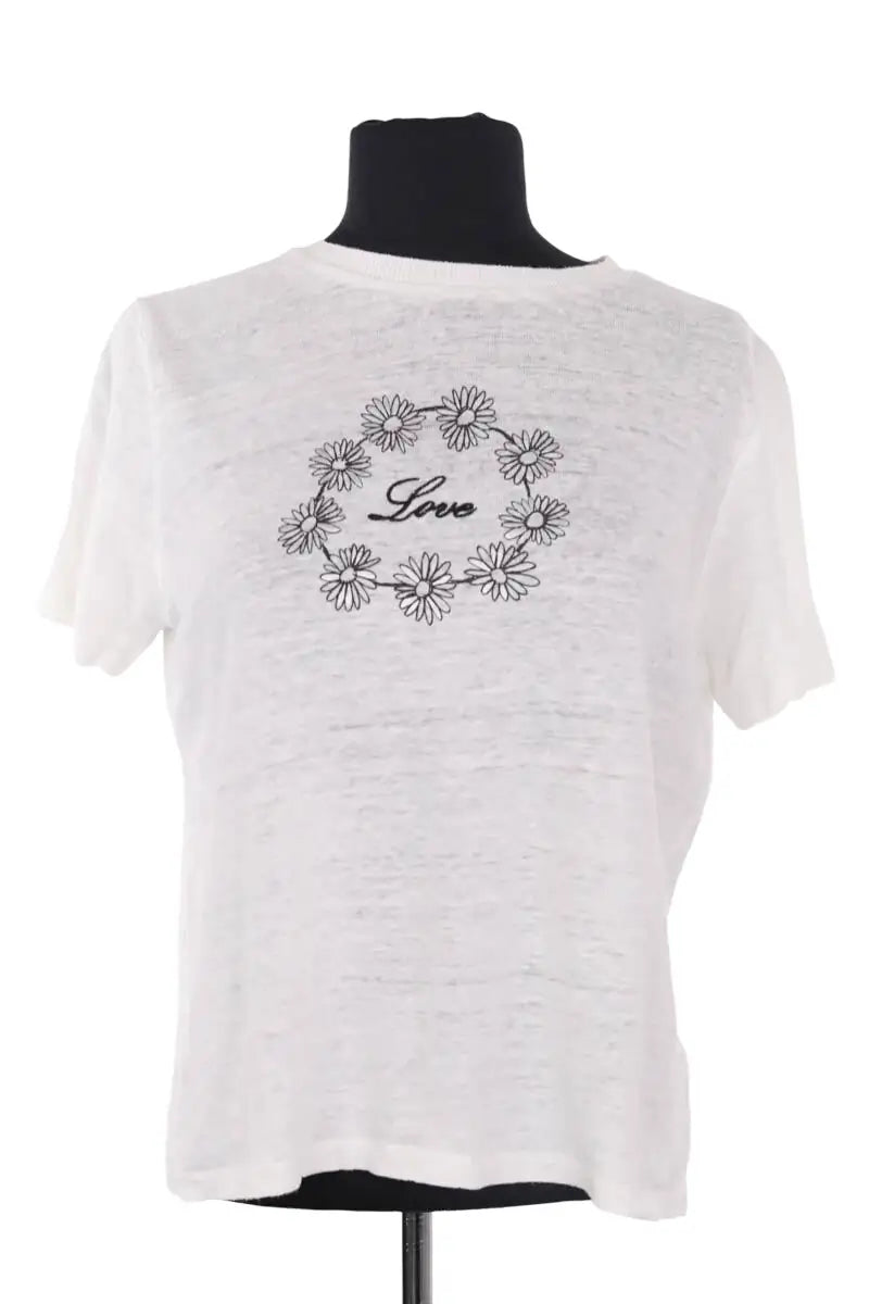 T-shirt Gerard Darel Blanc en Lin, taille S - Seconde Main