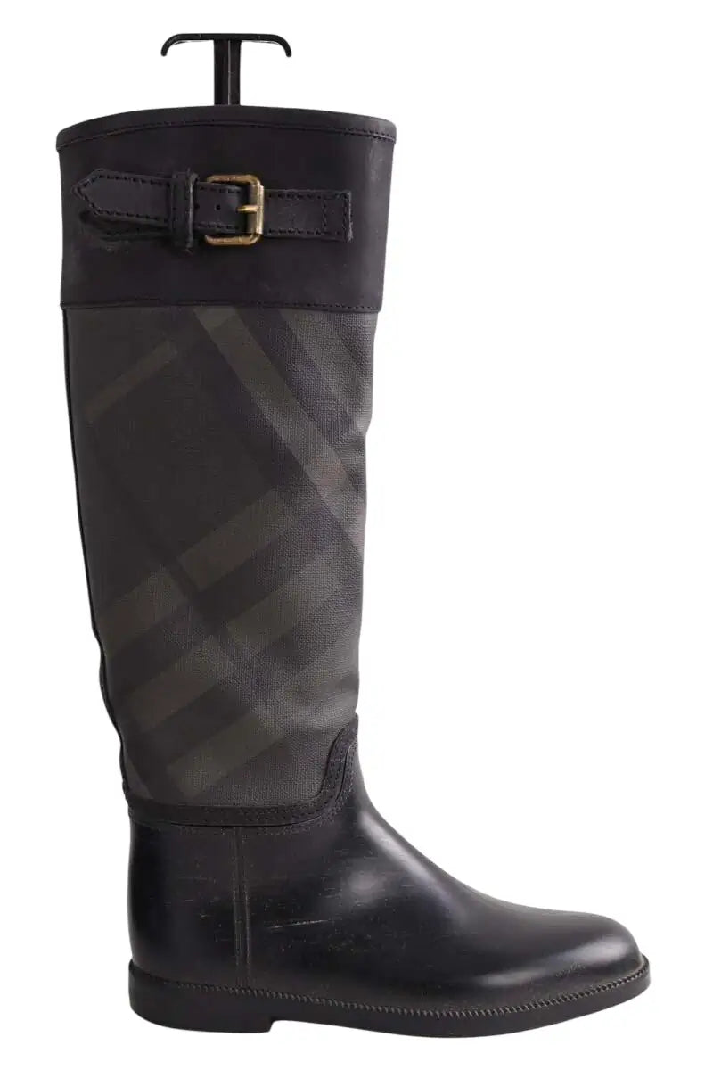 Bottes de pluie Burberry Noir en Tissu, taille 36 - Seconde Main