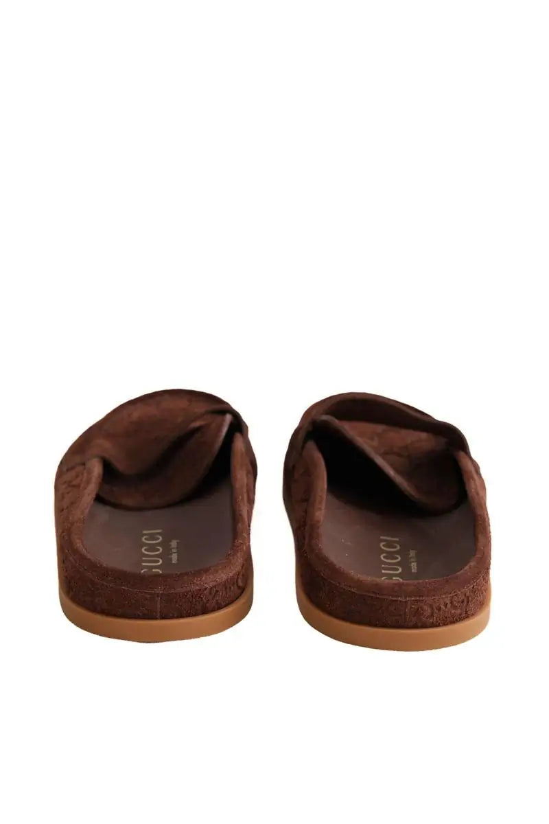 Mules Gucci Célia Marron en Daim