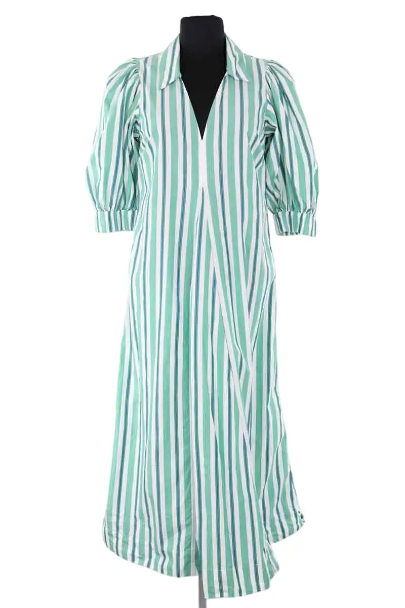 Robe Ganni Vert en Coton, taille XS - Seconde Main